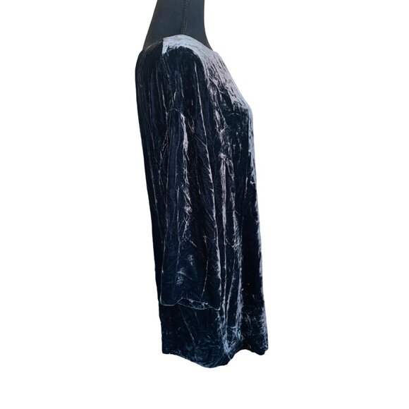 Adrienne Vittadini Whimseygoth Fairy Black Crushed Velvet Tunic Dress Minimalist - Picture 6 of 10